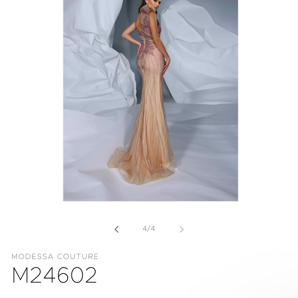M24602 Nude Pink Embellished Evening Gown